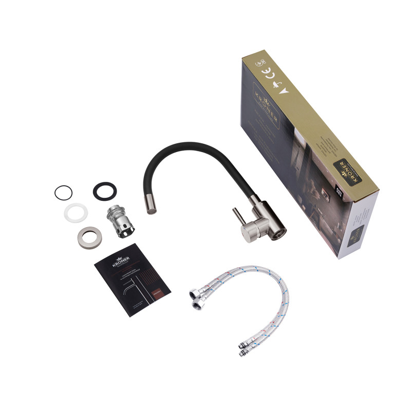 Змішувач для кухні Kroner KRP Edelstahl Klassisch - PVD035BLK