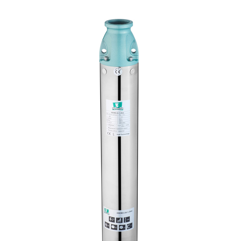 Насос глибинний відцентрований багатоступінчатий Pumpman 4SEM2-26-1.5 кВт Hmax 200 м Qmax 5,5 куб.м 2200 Вт