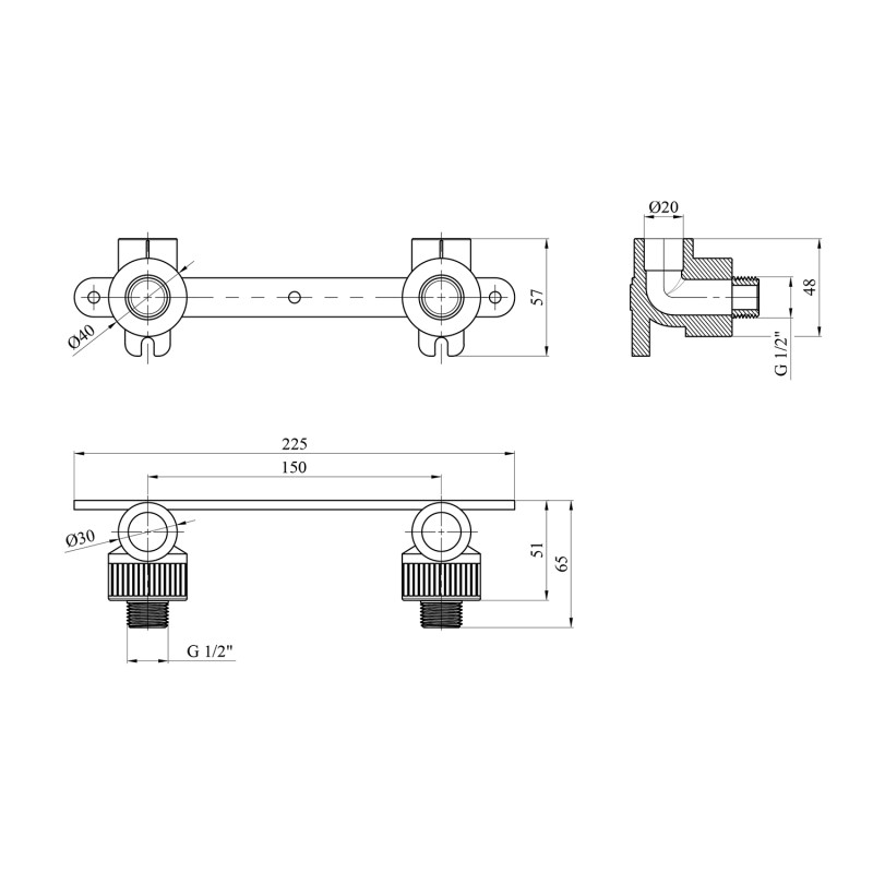 Комплект для підключення змішувача PPR GrandiTherm 20х1/2" РЗ нижній