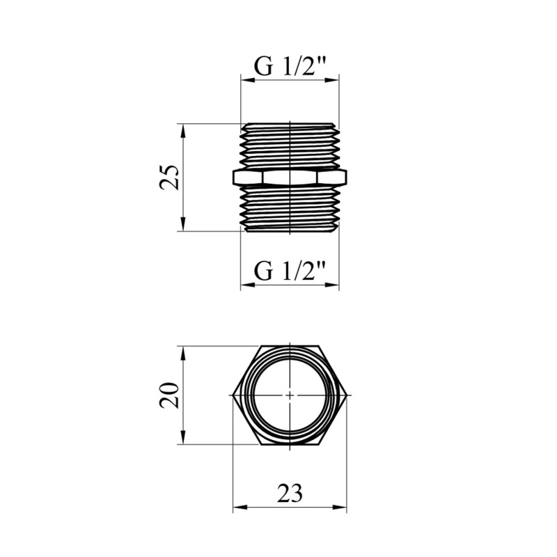 Ніпель WaGa 1/2" ЗЗ нержавіюча сталь