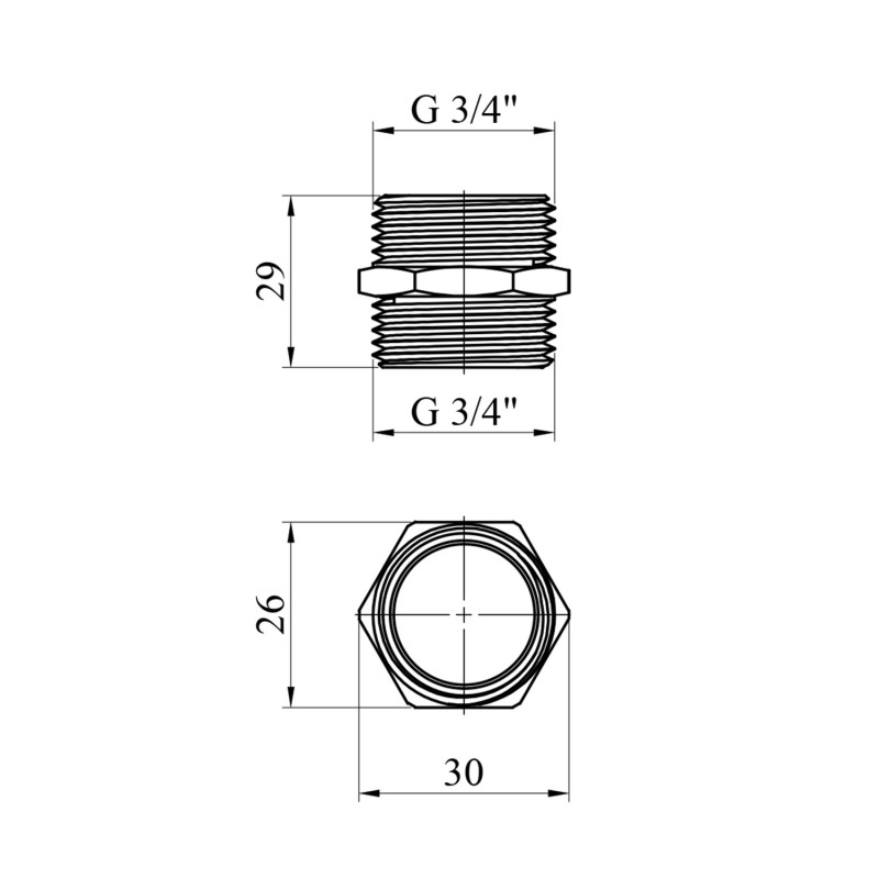 Ніпель WaGa 3/4" ЗЗ нержавіюча сталь