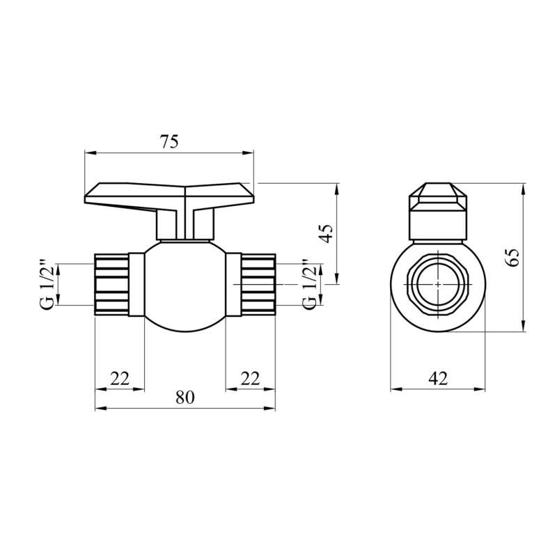 Кран ПЕ SantehPlast 1/2" ВВ