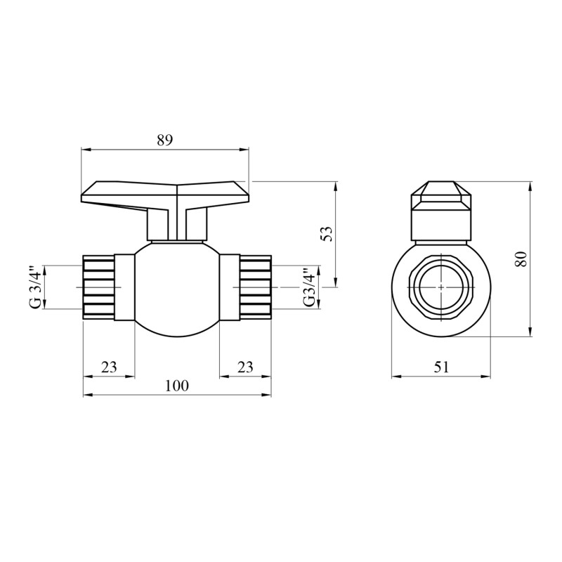 Кран ПЕ SantehPlast 3/4" ВВ