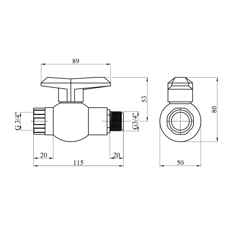 Кран ПЕ SantehPlast 3/4" ВЗ