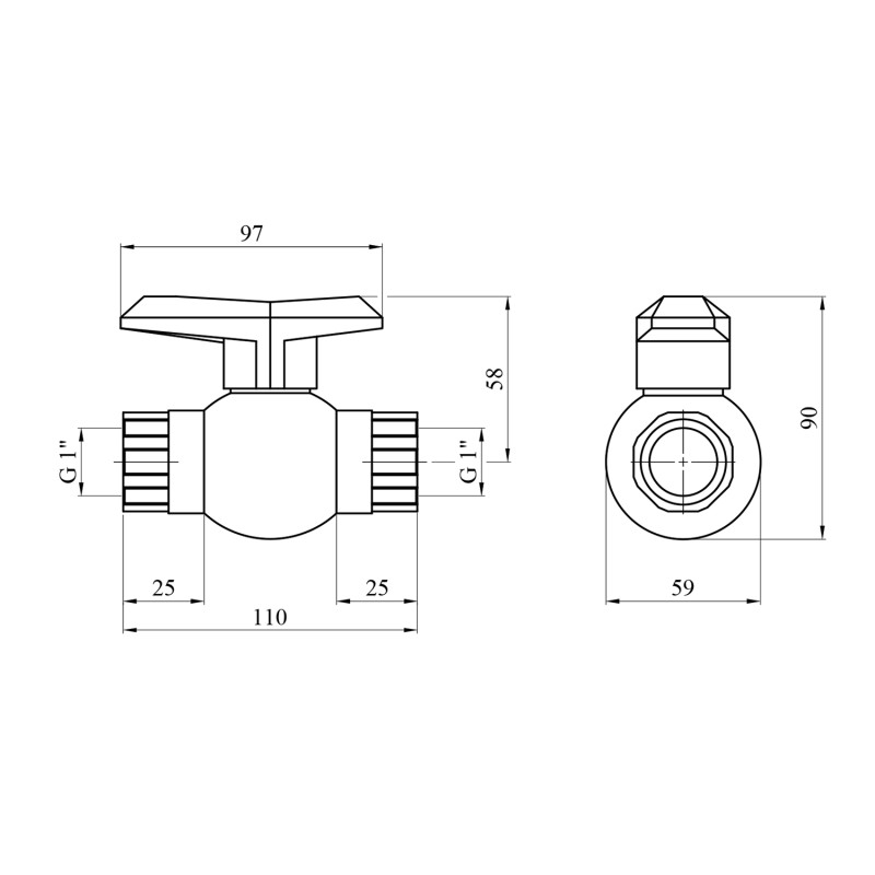 Кран ПЕ SantehPlast 1" ВВ