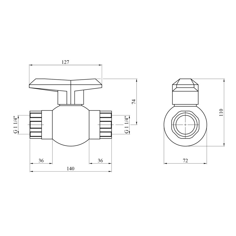 Кран ПЕ SantehPlast 1 1/4" ВВ