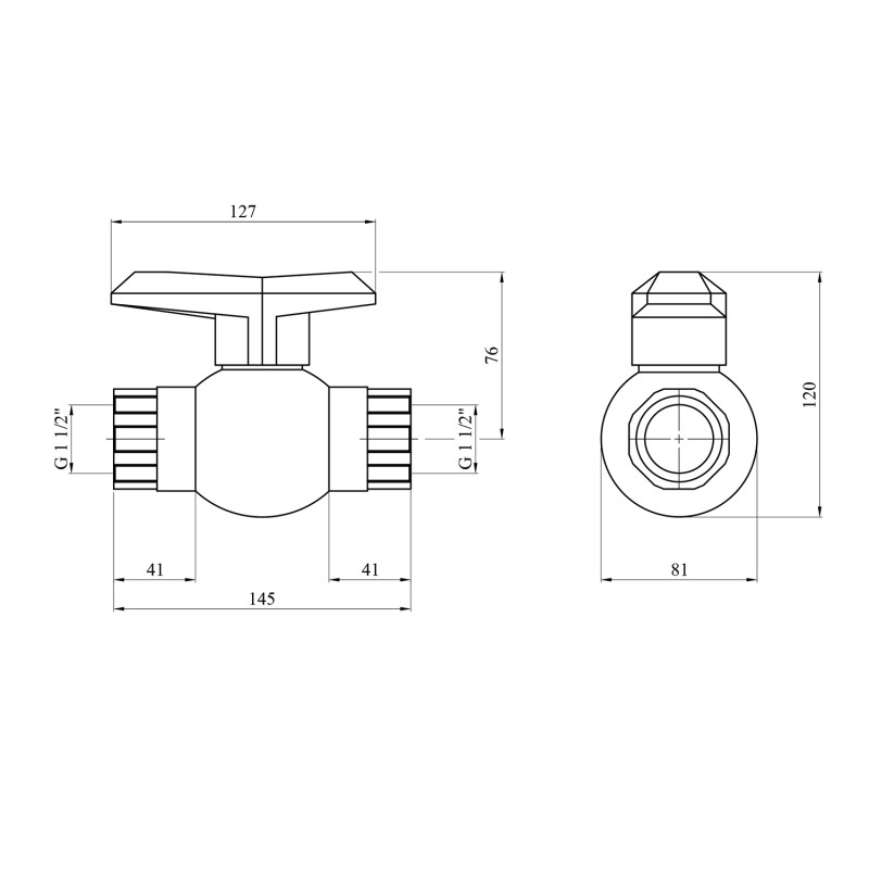 Кран ПЕ SantehPlast 1 1/2" ВВ