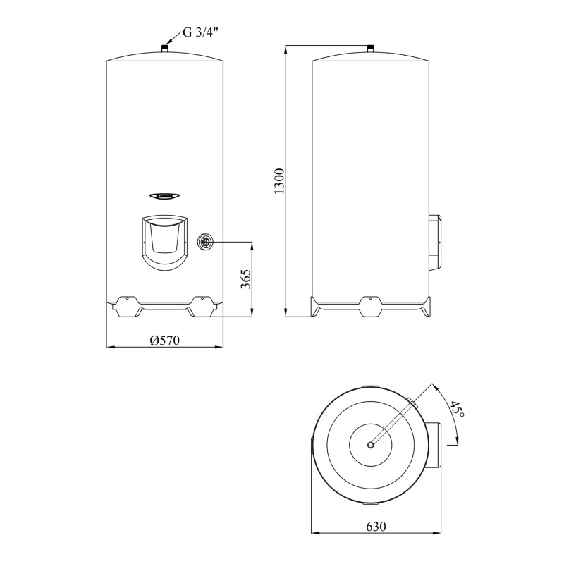 Водонагрівач Ariston INITIO XP 200 STAB 570 MO EU з мокрим ТЕНом 3000595