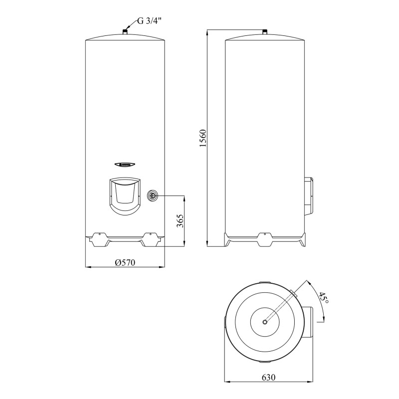 Водонагрівач Ariston INITIO XP 300 STAB 570 THER MO EU з мокрим ТЕНом 3000597