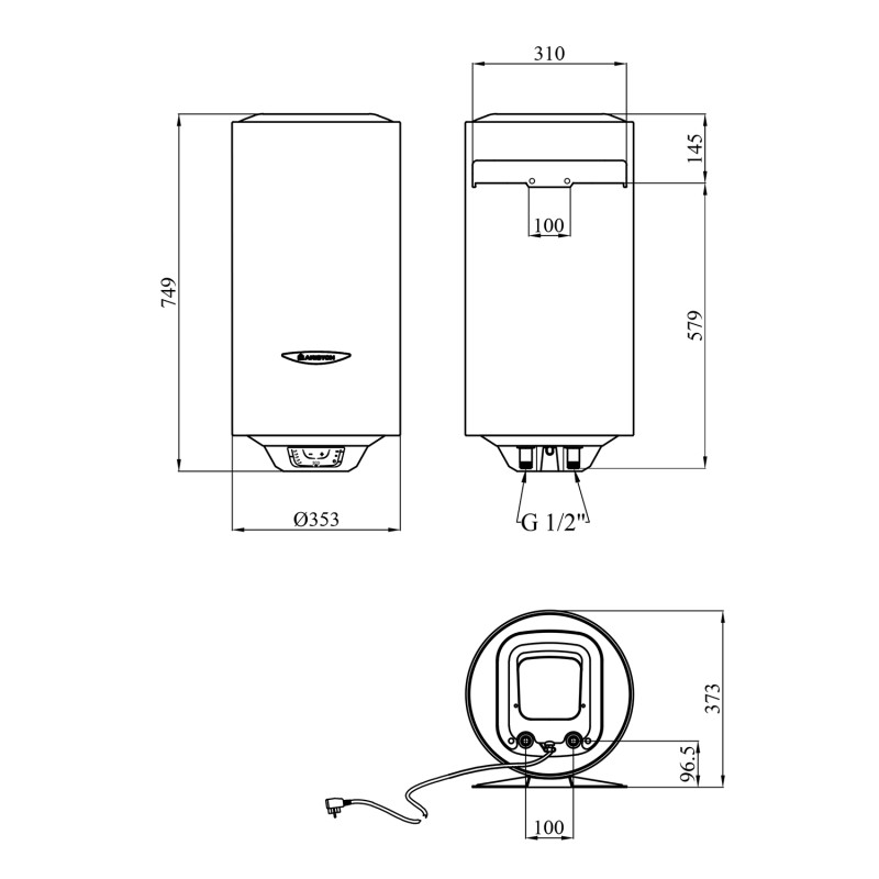 Водонагрівач Ariston Slim PRO1 ECO 40V 1,8K PL EU з мокрим ТЕНом 3626459