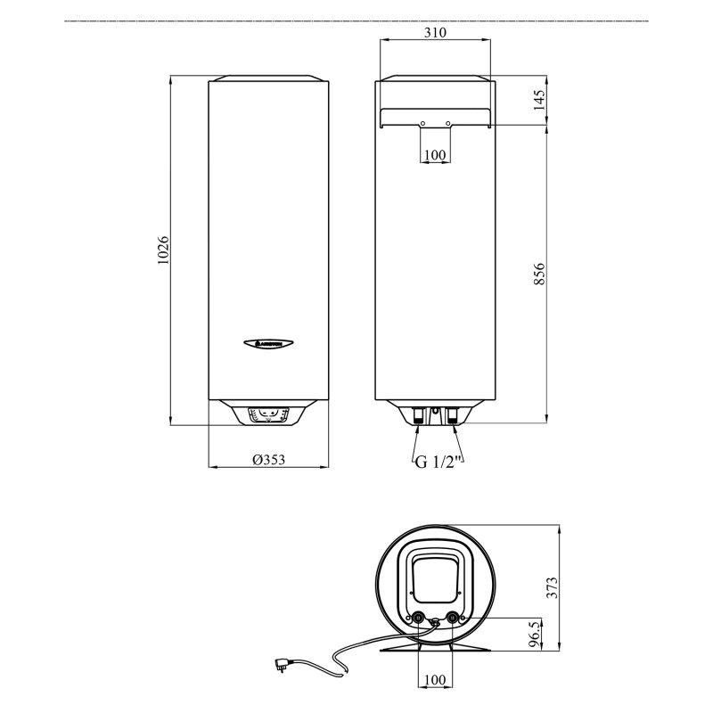 Водонагрівач Ariston Slim PRO1 ECO 65V 1,8K PL EU з мокрим ТЕНом 3626461