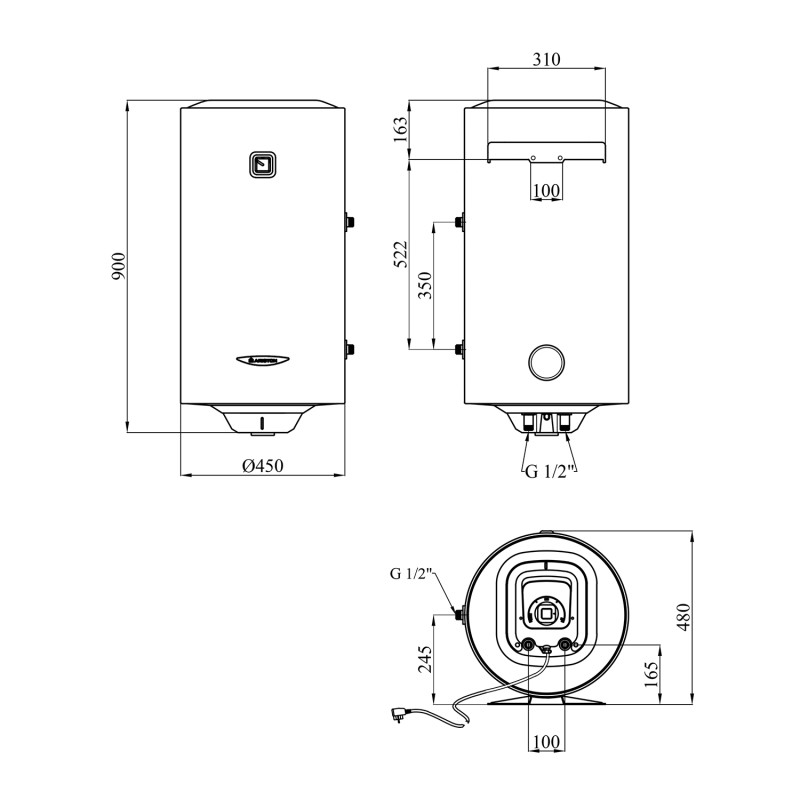 Водонагрівач Ariston PRO1 R 100 VTD 1,8K  з мокрим ТЕНом 3201816