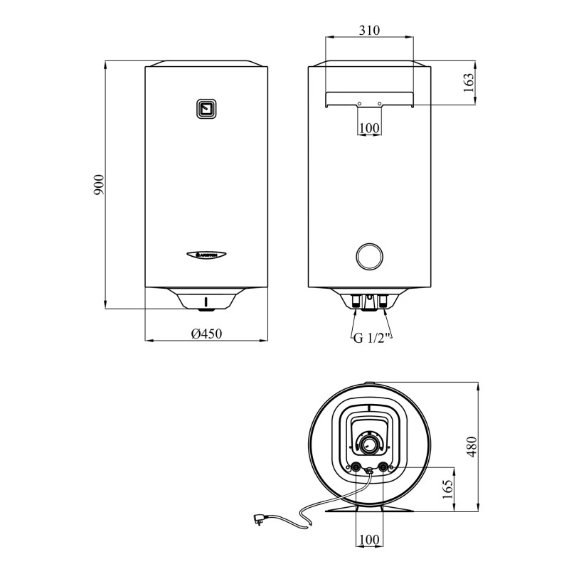 Водонагрівач Ariston PRO1 R 100 V 1,5K PL DRY з сухим ТЕНом 3201452