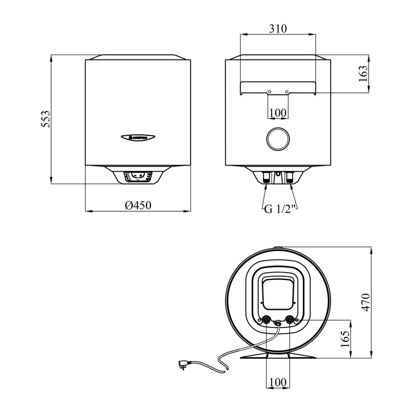 Водонагрівач Ariston PRO1 R 50 V 1,8K PL DRY HEATER з сухим ТЕНом 3201854