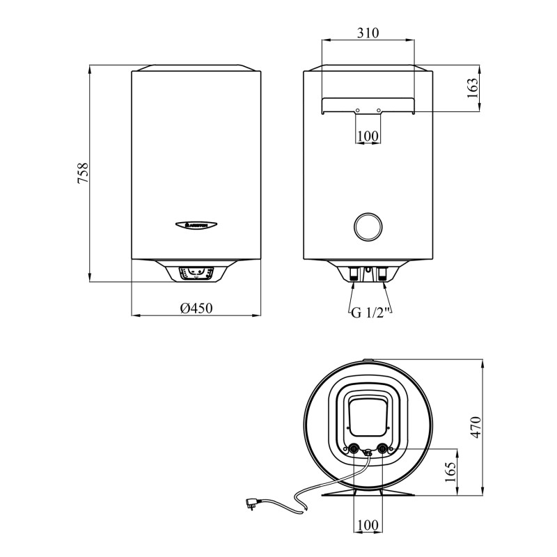 Водонагрівач Ariston PRO1 R 80 V 1,8K PL DRY HEATER з сухим ТЕНом 3201855