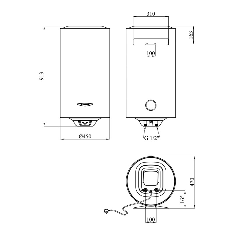 Водонагрівач Ariston PRO1 R 100 V 1,8K PL DRY HEATER з сухим ТЕНом 3201856