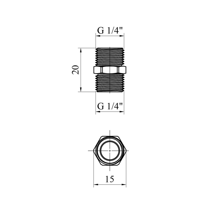 Ніпель посилений LexLine 1/4" ЗЗ латунний УК0542-В