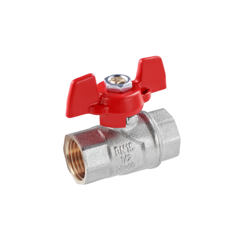 Кран кульовий WaGa 1/2" ВВ PN40 метелик, нікельований