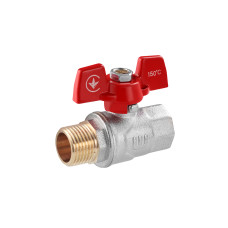 Кран кульовий WaGa 1/2" ВЗ PN40 метелик, нікельований