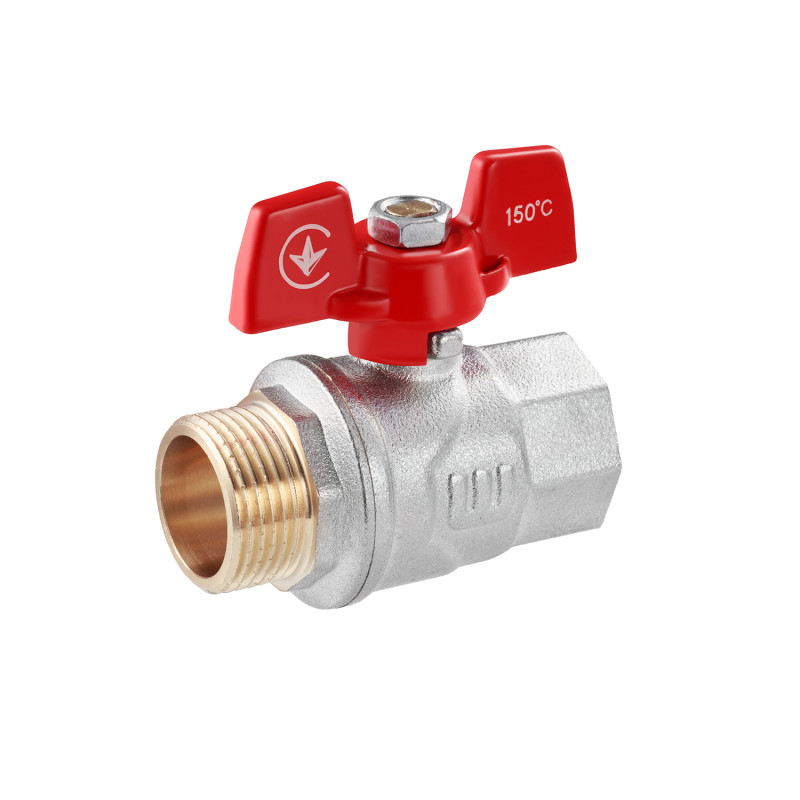 Кран кульовий WaGa 3/4" ВЗ PN40 метелик, нікельований