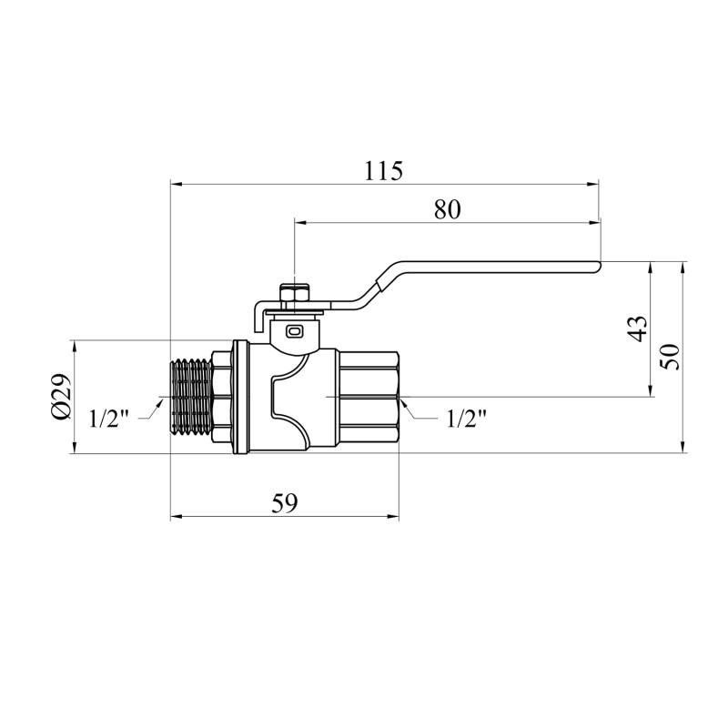 Кран кульовий WaGa 1/2" ВЗ PN40 ручка, нікельований