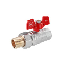 Кран-американка кульовий прямий WaGa 1/2" PN40 метелик, нікельований