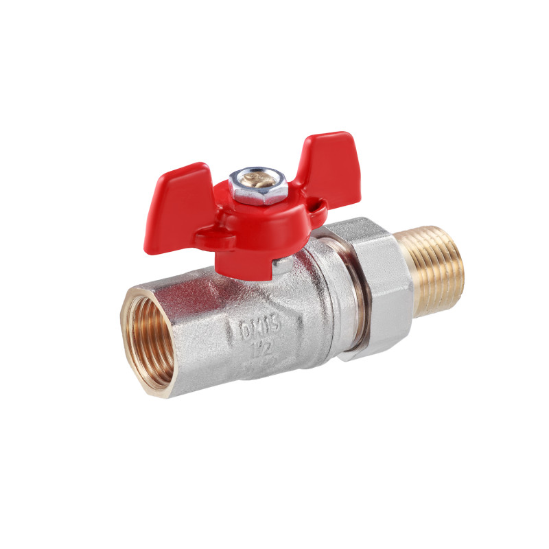 Кран-американка кульовий прямий WaGa 1/2" PN40 метелик, нікельований