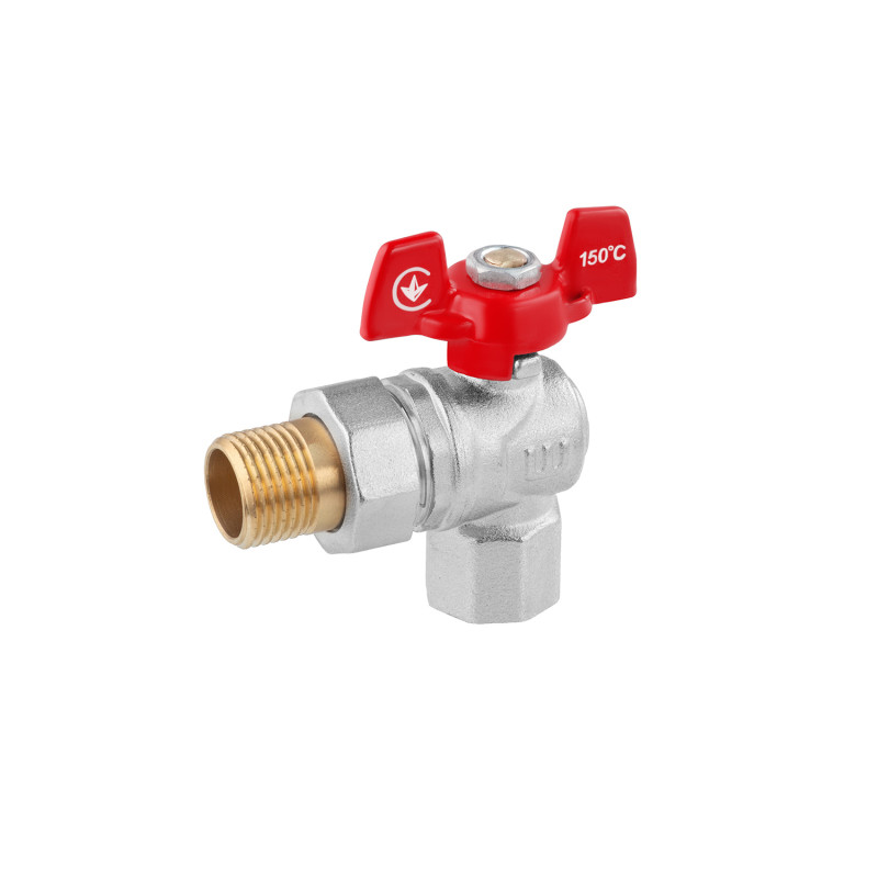 Кран-американка кульовий кутовий WaGa 1/2" PN40 метелик, нікельований