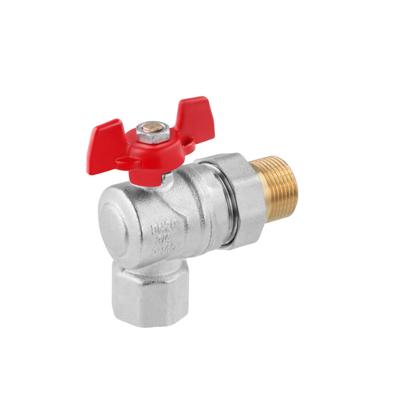 Кран-американка кульовий кутовий WaGa 3/4" PN40 метелик, нікельований