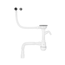 Сифон для кухонної мийки Kroner KRP KS02R-1BLK 3 1/2"х40/50 мм з відводом для пральної машини, з круглим переливом