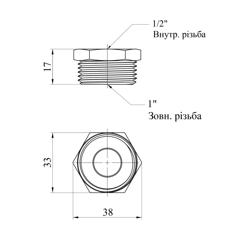 Футорка WaGa 1/2"х1" ВЗ нержавіюча сталь