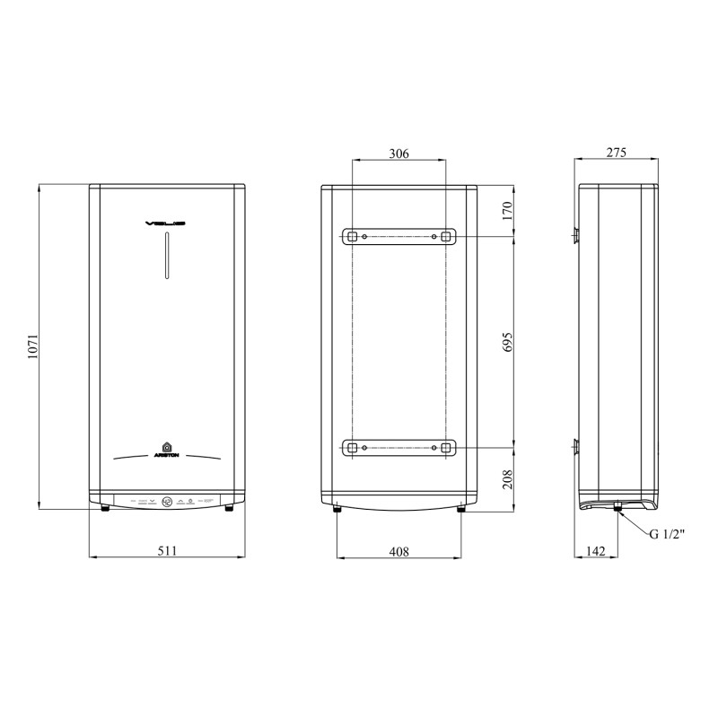 Водонагрівач Ariston Velis Tech 80 EU з мокрим ТЕНом 3100918