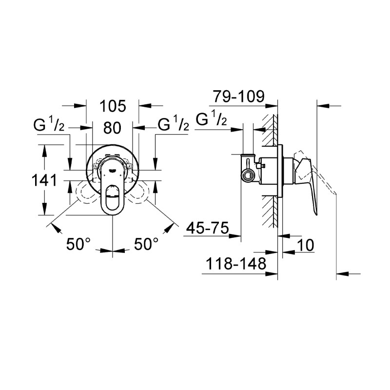 Змішувач прихованого монтажу для душу Grohe BauLoop 29042000
