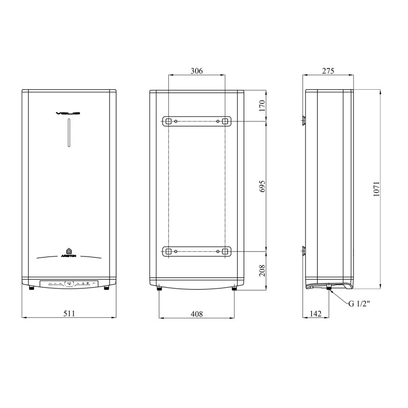 Водонагрівач Ariston Velis PRO 80 EU з мокрим ТЕНом 3626136