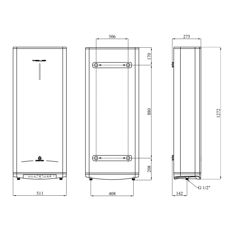 Водонагрівач Ariston VELIS PRO DRY WIFI 100 EU з сухим ТЕНом 3100910