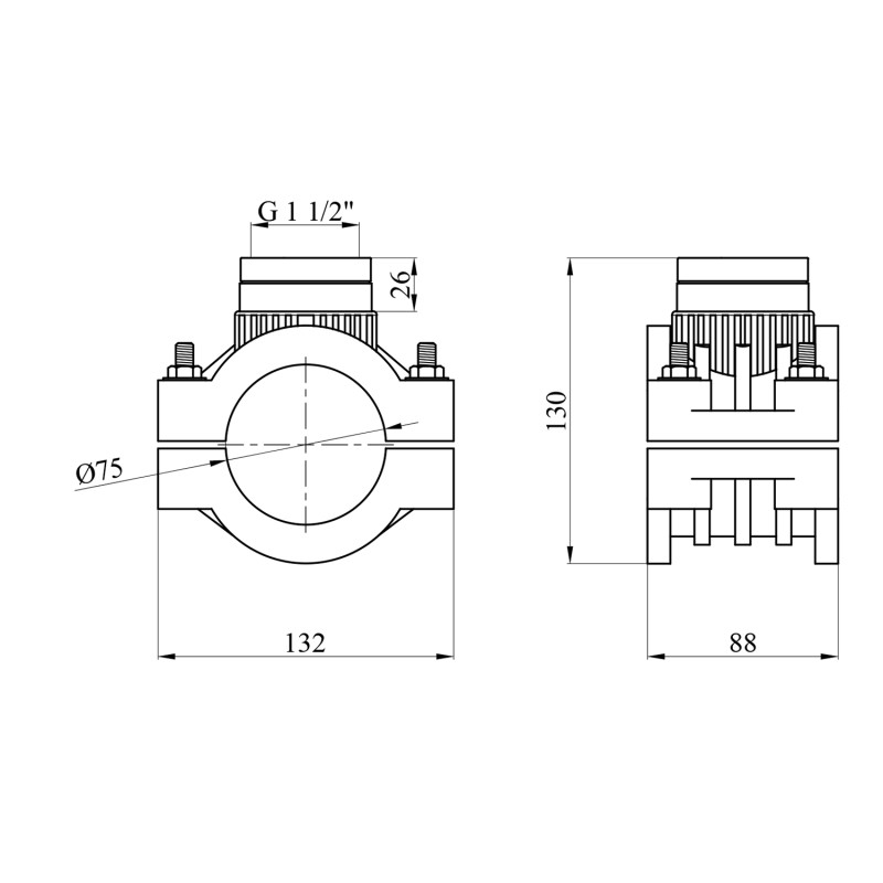 Сідлова врізка ПЕ SantehPlast 75х1 1/2"