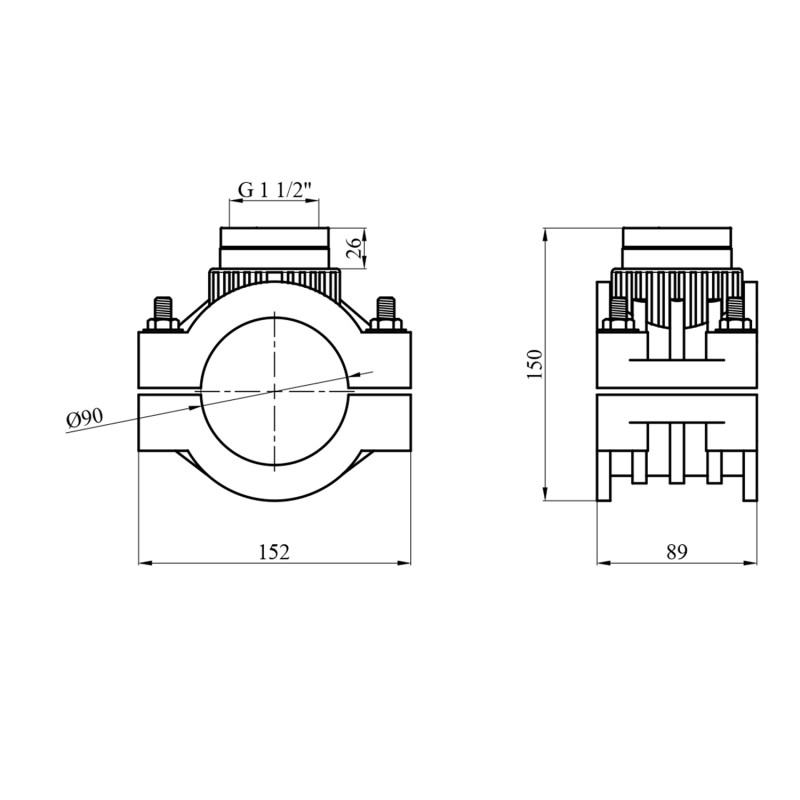 Сідлова врізка ПЕ SantehPlast 90х1 1/2"