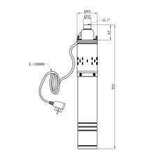 Насос глибинний шнековий Agua 4S QGD2,1-80-0,37 Hmax 80 м Qmax 35 л/хв P 370 Вт з вбудованим конденсатором