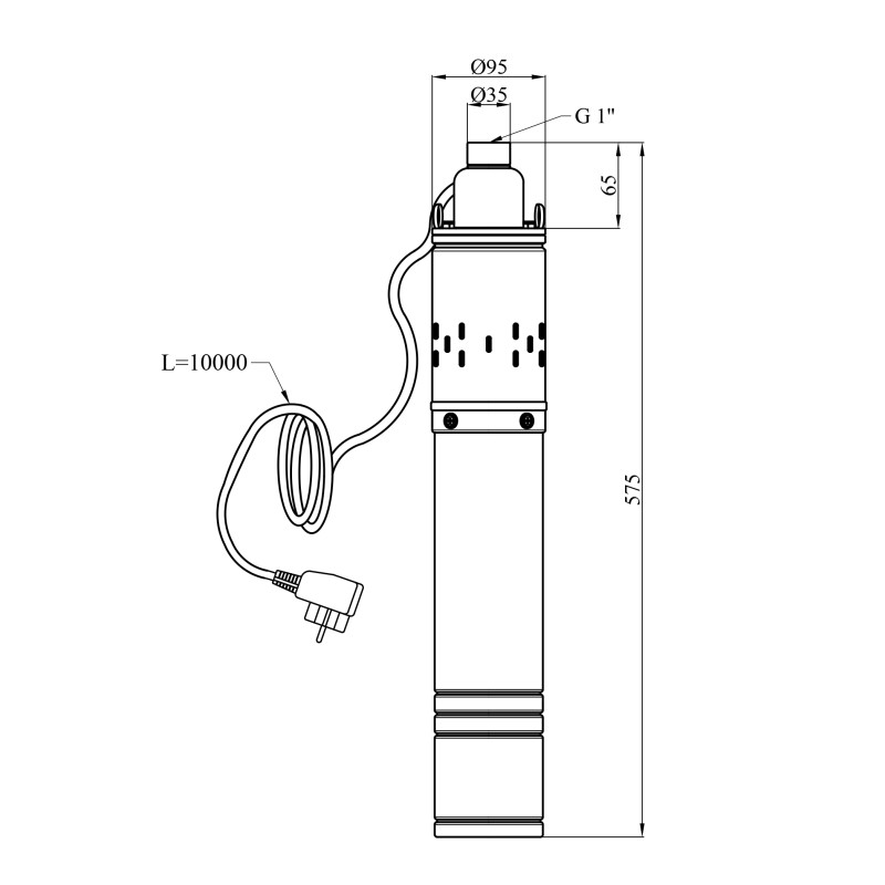 Насос глибинний шнековий Agua 4S QGD2,4-90-0,50 Hmax 90 м Qmax 40 л/хв P 500 Вт з вбудованим конденсатором