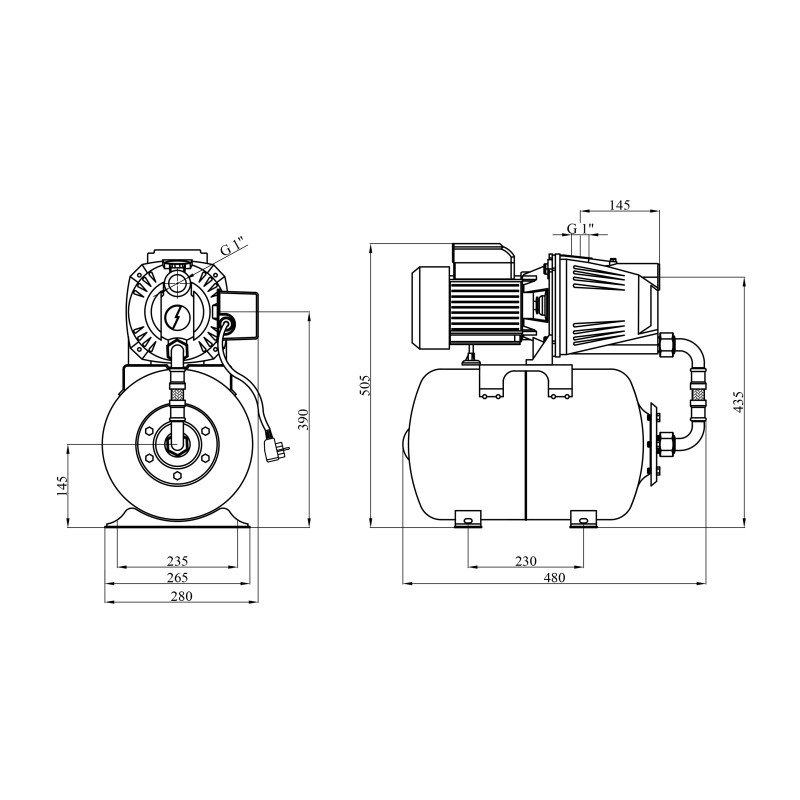 Насосна станція Agua AT JET 100L Нmax 50 м Qmax 52 л/хв P 1100 Вт корпус чавун