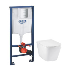 Комплект 4 в 1: Інсталяція Grohe Rapid SL 3 в 1 38772001 + Унітаз підвісний безобідковий Kroner Eifel WHI493436 TORNADO з сидінням (38772001KE493436T)