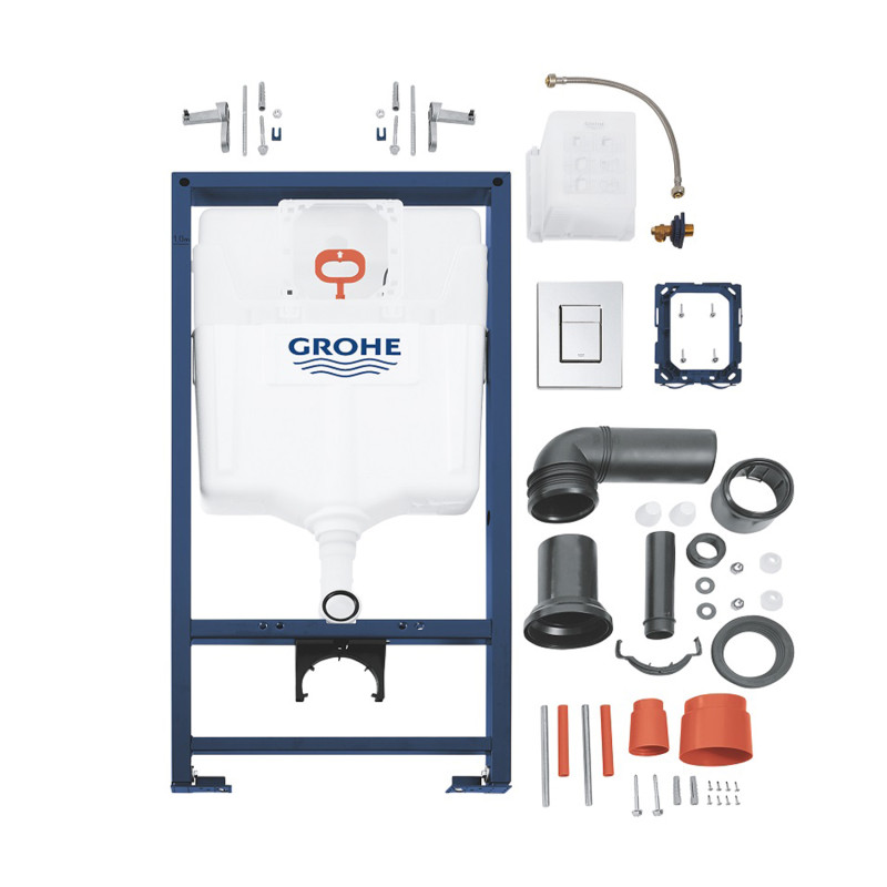 Комплект 4 в 1: Інсталяція Grohe Rapid SL 3 в 1 38772001 + Унітаз підвісний безобідковий Kroner Eifel WHI493436 TORNADO з сидінням (38772001KE493436T)