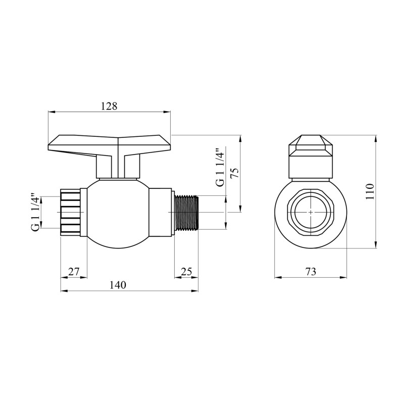 Кран ПЕ SantehPlast 1 1/4" ВЗ