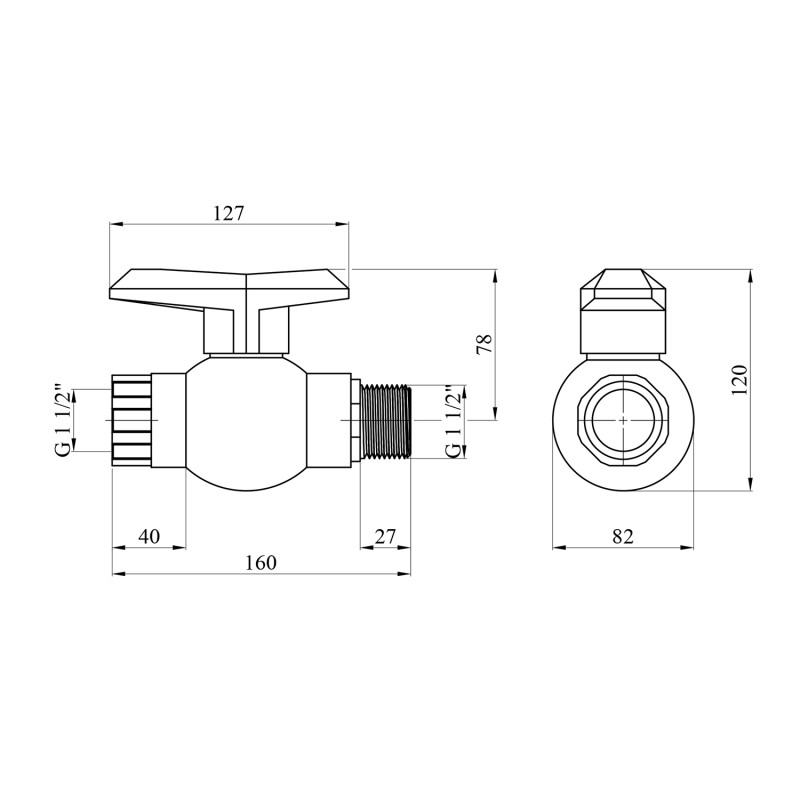 Кран ПЕ SantehPlast 1 1/2" ВЗ