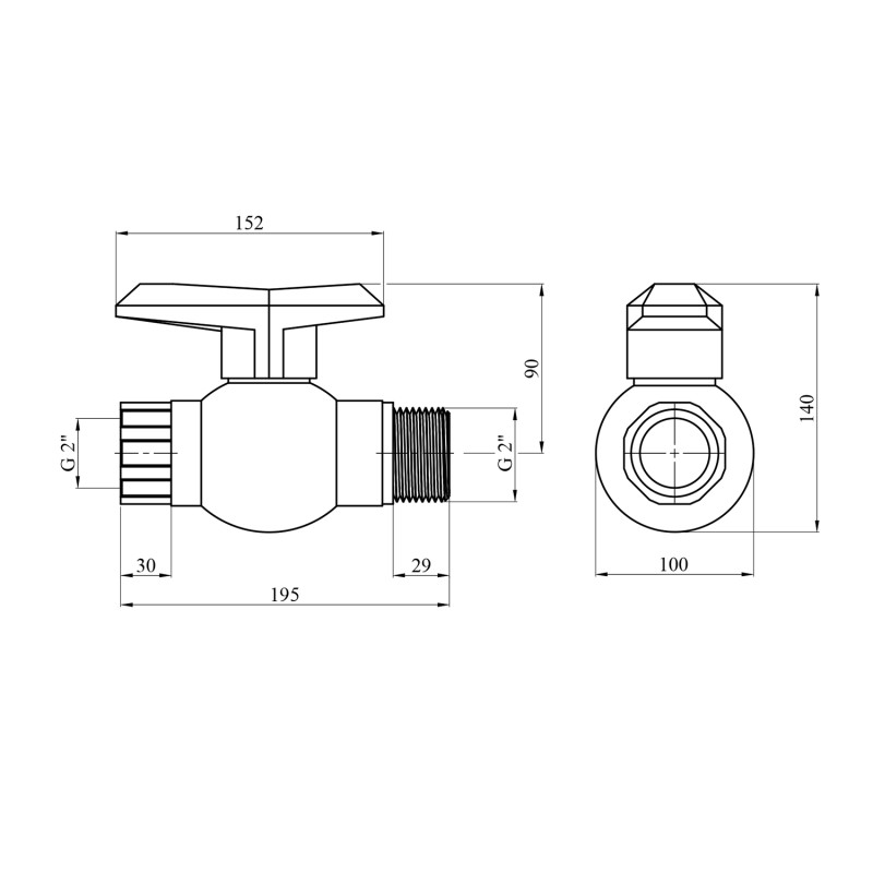 Кран ПЕ SantehPlast 2" ВЗ