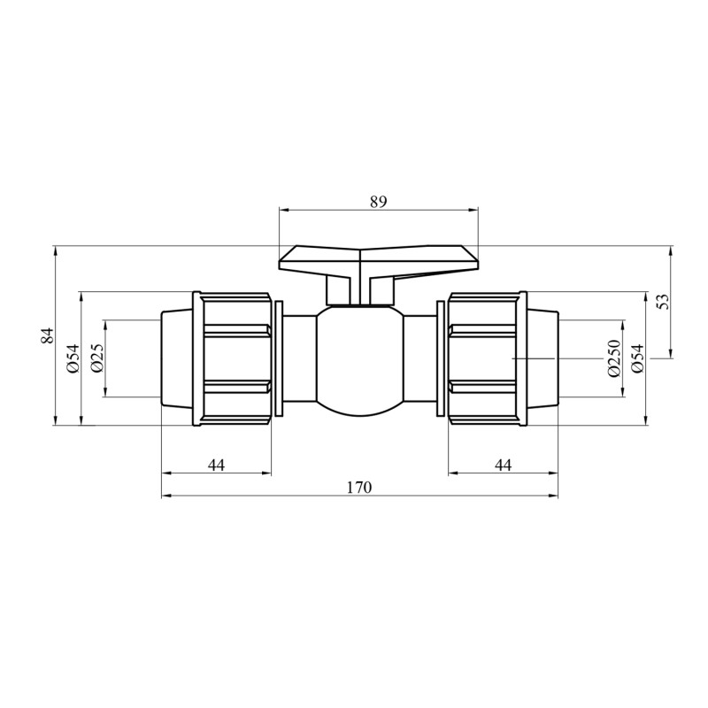 Кран ПЕ SantehPlast 25 мм