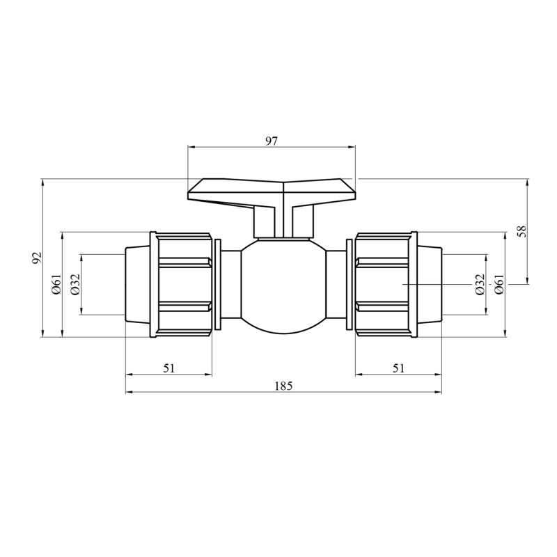Кран ПЕ SantehPlast 32 мм