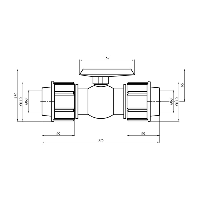 Кран ПЕ SantehPlast 63 мм
