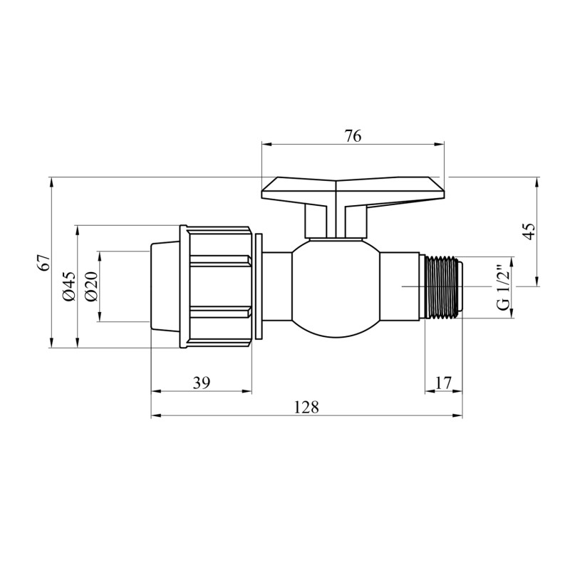 Кран ПЕ SantehPlast 20х1/2" РЗ