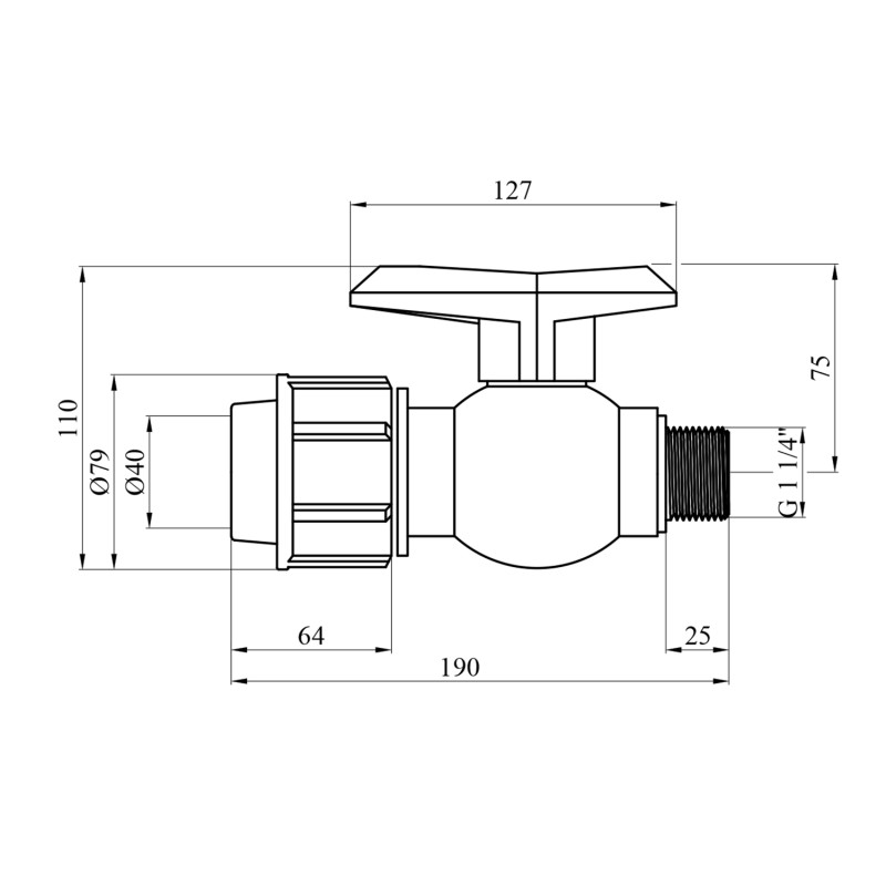 Кран ПЕ SantehPlast 40х1 1/4" РЗ